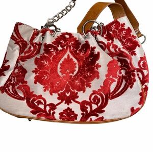 Glenda Gies Red Damask Hand Bag
